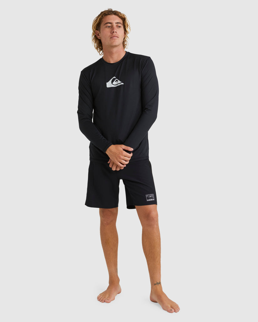 Mens Solid Streak Long Sleeve Upf 50 Surf T-Shirt